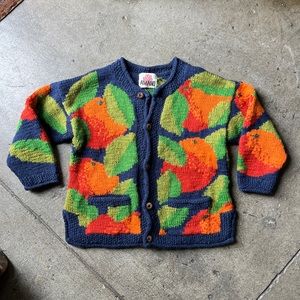 Vintage Chunky Wool Sweater With Oranges